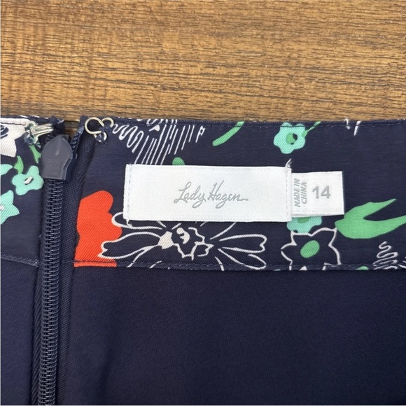 Lady Hagen Skort Size 14 Short Blue Floral Pockets Golf Tennis - Picture 5 of 13